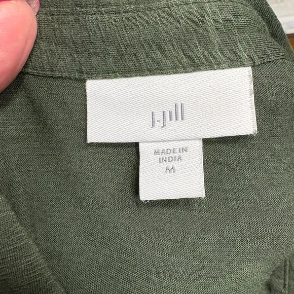 J.Jill-Gorgeous olive blouse. Super soft, roll tab sleeve. Size medium. Like new - Picture 4 of 11